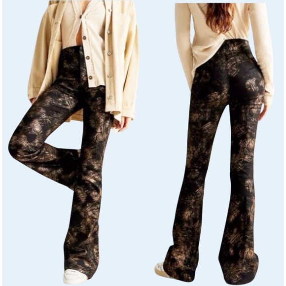 Free People Denim - FREE PEOPLE / We The Free Jayde Hi Rise Flare Black Gold Size 28 NWOT